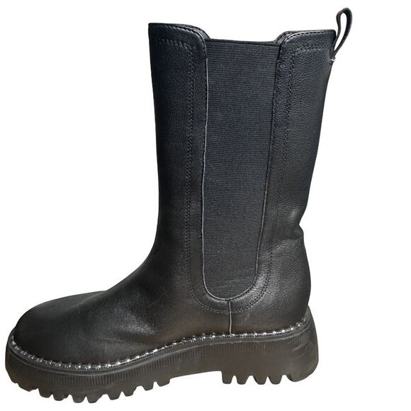 Kenneth Cole Boots Women's Size 7 Black Leather Radell Chelsea Chunky Lug Sole - Picture 7 of 12